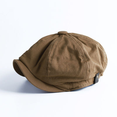 Spring and Autumn Men's Hat Plain Dyed Wool Beret with Retro England Octagonal Design
