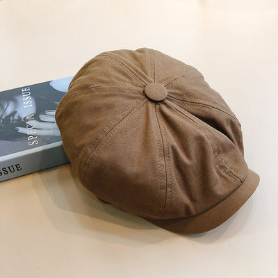 Spring and Autumn Men's Hat Plain Dyed Wool Beret with Retro England Octagonal Design