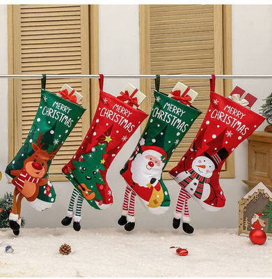 Open Closure Type Christmas Stocking Decoration Snowman Gift Bag for Fireplace Pendant