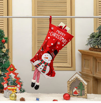 Open Closure Type Christmas Stocking Decoration Snowman Gift Bag for Fireplace Pendant
