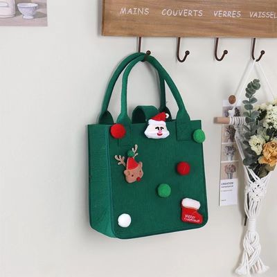 Red Colorful Felt Bag Custom Logo Accepted Christmas Gift Bag for Ins Style