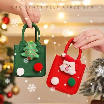 Red Colorful Felt Bag Custom Logo Accepted Christmas Gift Bag for Ins Style