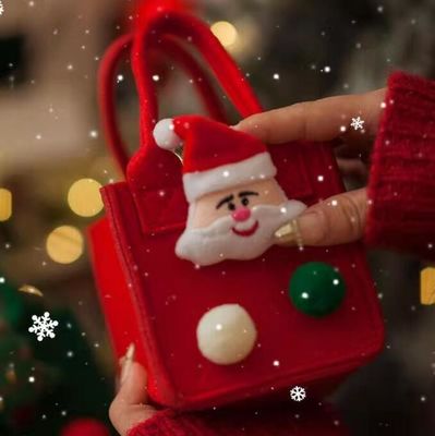 Red Colorful Felt Bag Custom Logo Accepted Christmas Gift Bag for Ins Style