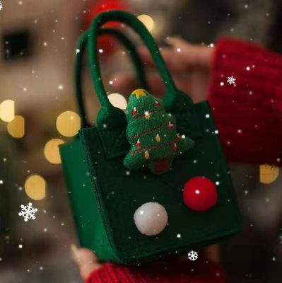 Red Colorful Felt Bag Custom Logo Accepted Christmas Gift Bag for Ins Style