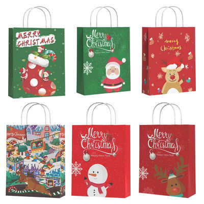 Custom Logo Accepted FSC Certified Kraft Paper Bag for Sustainable Christmas Shopping
