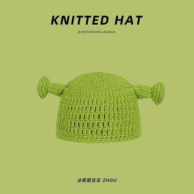 Unisex Adult Hat Party Balaclava Monster Shrek Wool Winter Knitted Green Funny Beanie Skullies Hat for Handmade