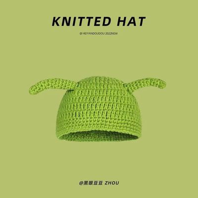 Unisex Adult Hat Party Balaclava Monster Shrek Wool Winter Knitted Green Funny Beanie Skullies Hat for Handmade