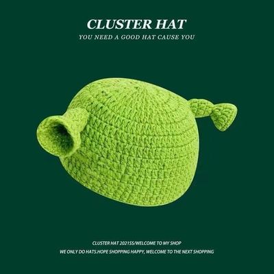 Unisex Adult Hat Party Balaclava Monster Shrek Wool Winter Knitted Green Funny Beanie Skullies Hat for Handmade