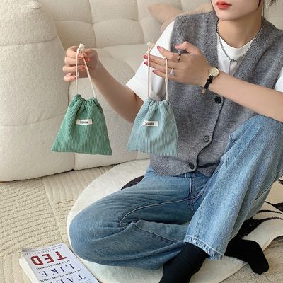 Customized Color Woven Label Storage Drawstring Fabric Packaging Bag for All Seasons