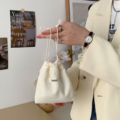 Customized Color Woven Label Storage Drawstring Fabric Packaging Bag for All Seasons