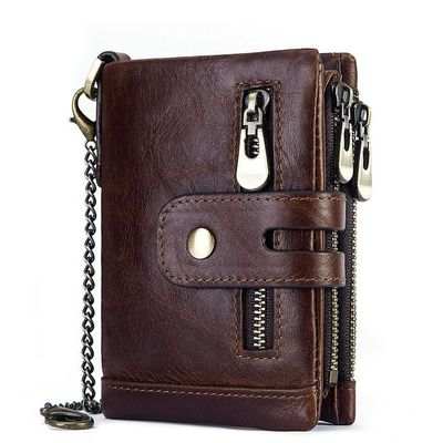 Cowhide Mini Genuine Leather Wallets with RFID Blocking and Luxury Gents Customization