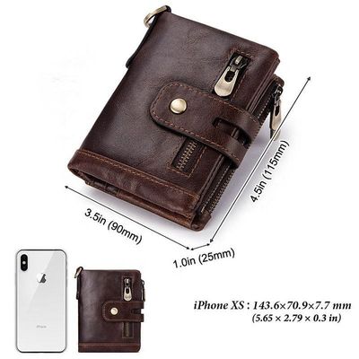 Cowhide Mini Genuine Leather Wallets with RFID Blocking and Luxury Gents Customization