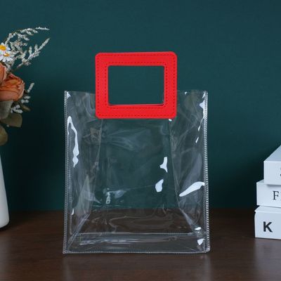 Travel and Outgoing Ladies Beach Bag Transparent Pvc Shopping Bag with Leather Handle
