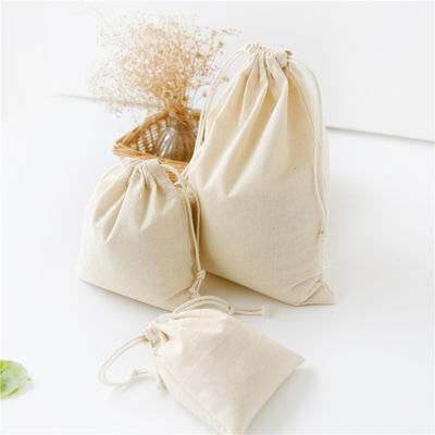 OEM/ODM Accepted Custom Logo Printed Cotton Linen Drawstring Bag for Eco Friendly Gift