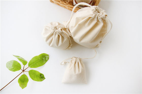 OEM/ODM Accepted Custom Logo Printed Cotton Linen Drawstring Bag for Eco Friendly Gift