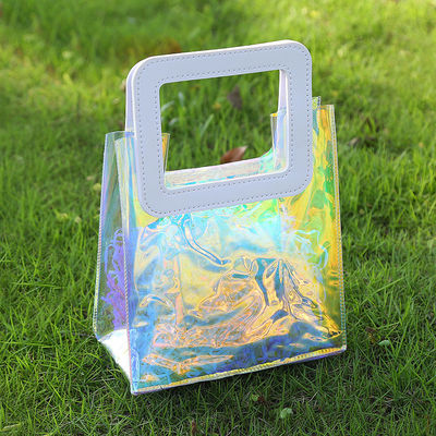 Travel and Outgoing Ladies Beach Bag Transparent Pvc Shopping Bag with Leather Handle