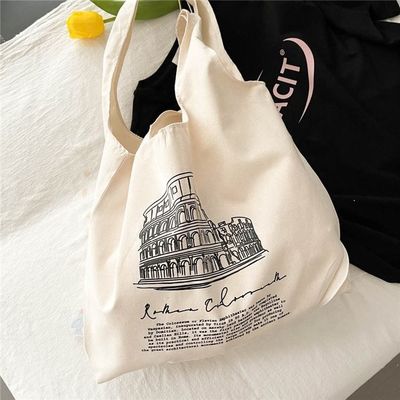Handled Style Custom Full Printed Logo Big Canvas Tote Bag for Shopping and Beach
