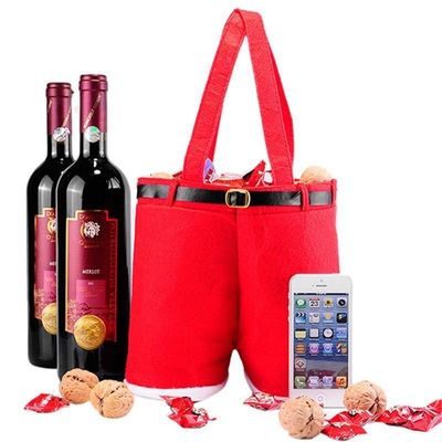 Santa Claus Pants Shaped Gift Bags for Holiday Gifts Candy Bag Christmas Decorations