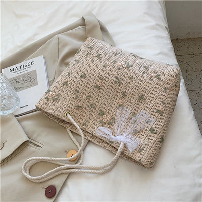 Beach Grass Woven Single Shoulder Tote Bag with Beautiful Bow in Customized Color