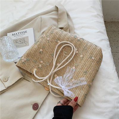 Beach Grass Woven Single Shoulder Tote Bag with Beautiful Bow in Customized Color