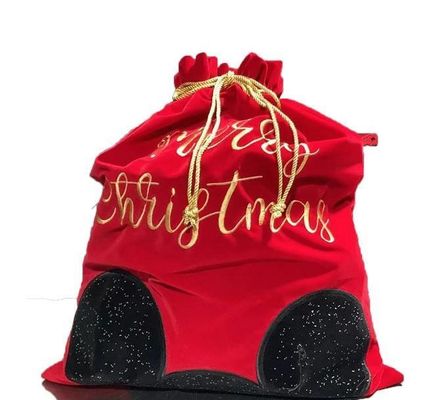 Custom Giant Xmas Bag Red Velvet Drawstring Christmas Santa Sack with Customized Logo