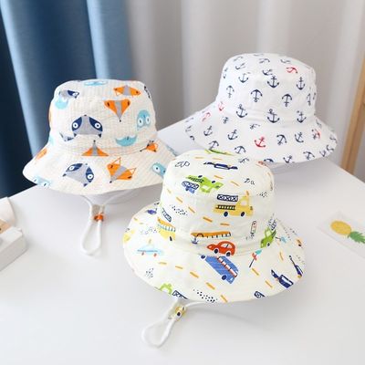 2022 Summer Plain Dyed Panama Children Cotton Cartoon Bucket Hat for Boys and Girls