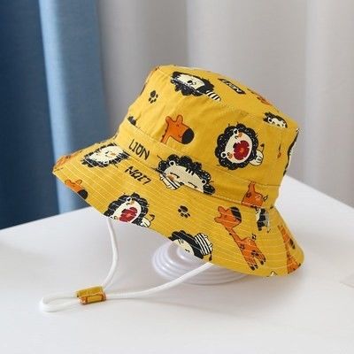 2022 Summer Plain Dyed Panama Children Cotton Cartoon Bucket Hat for Boys and Girls