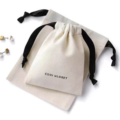 Eco Friendly Round Bottom Cotton Fabric Drawstring Candle Bag for Jewelry Packaging