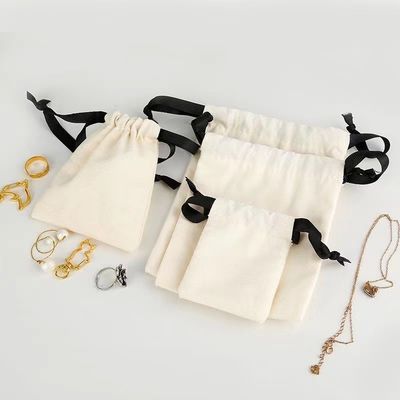 Eco Friendly Round Bottom Cotton Fabric Drawstring Candle Bag for Jewelry Packaging