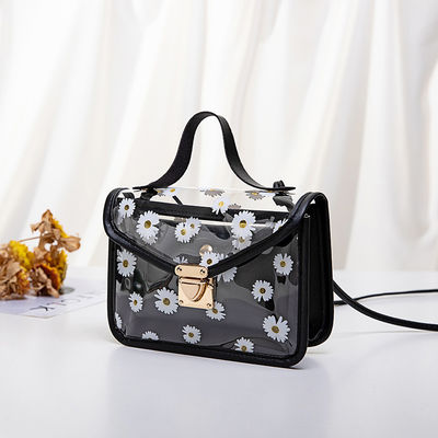 Women's Composite Tote Hand Bag with Ostrich Pattern and Transparent PVC Material