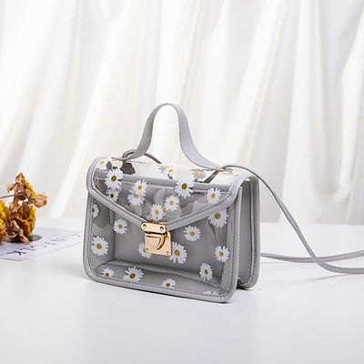 Women's Composite Tote Hand Bag with Ostrich Pattern and Transparent PVC Material