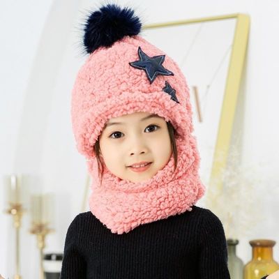 Applicable Scene Autumn and Winter Cute Children Cartoon Scarf Hat for Family Outings