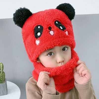 Applicable Scene Autumn and Winter Cute Children Cartoon Scarf Hat for Family Outings