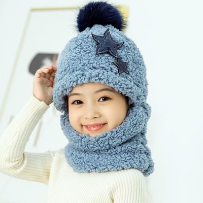 Applicable Scene Autumn and Winter Cute Children Cartoon Scarf Hat for Family Outings