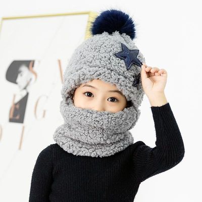 Applicable Scene Autumn and Winter Cute Children Cartoon Scarf Hat for Family Outings