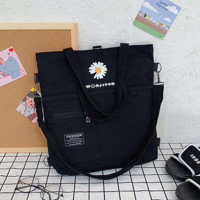 Cross-border Production Canvas Handbags with Single Handle/Strap and Zipper Closure