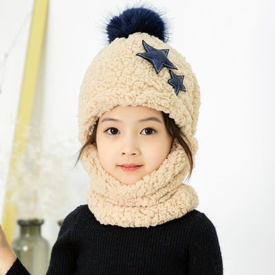 Applicable Scene Autumn and Winter Cute Children Cartoon Scarf Hat for Family Outings