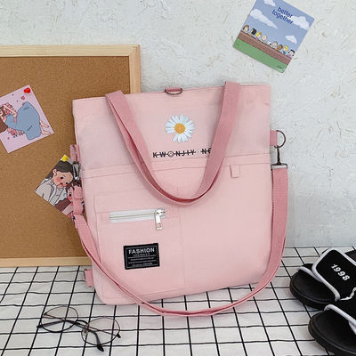 Cross-border Production Canvas Handbags with Single Handle/Strap and Zipper Closure