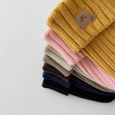 Autumn Winter Children Solid Color Knitted Hats for Kids Girls Boys 10x9.5cm Beanies