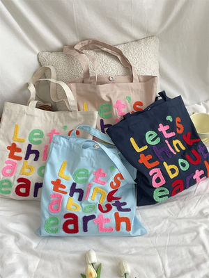 Custom Logo Accepted Ostrich Pattern Cotton Tote Bags for Eco Friendly Shopping