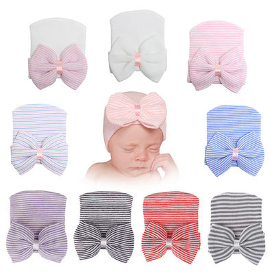 2022 Knitted Wool Baby Hat with Big Bow in Customized Color and Pattern Knitted