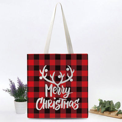 Custom Printed Heavy Duty Cotton Canvas Tote Bag for Shopping at Christmas Festival