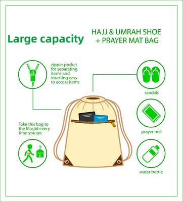 Customized Logo HAJJ Drawstring Bag Water Resistant Sublimation String Backpack