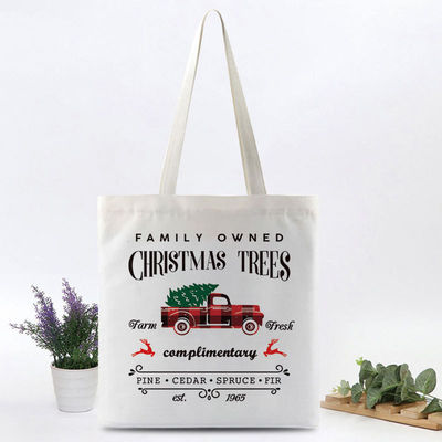 Custom Printed Heavy Duty Cotton Canvas Tote Bag for Shopping at Christmas Festival