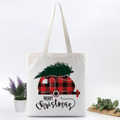 Custom Printed Heavy Duty Cotton Canvas Tote Bag for Shopping at Christmas Festival