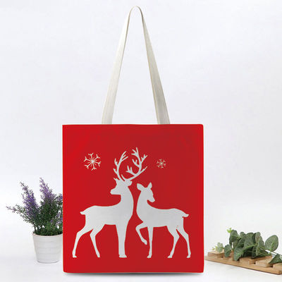 Custom Printed Heavy Duty Cotton Canvas Tote Bag for Shopping at Christmas Festival