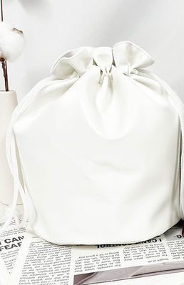 Custom Logo Printed PU Leather Drawstring Bag For Customized Color Cosmetic Packaging