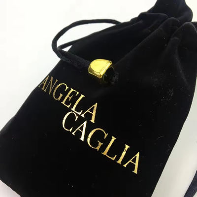 Portable Black Flocking Gold Printing Velvet Pouch for Customized Jewelry Packaging