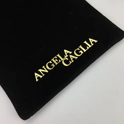 Portable Black Flocking Gold Printing Velvet Pouch for Customized Jewelry Packaging