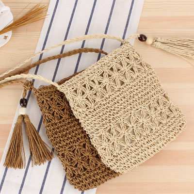 Custom Logo Accepted Women's Straw Crossbody Bucket Weave Straw Bags for Summer Beach